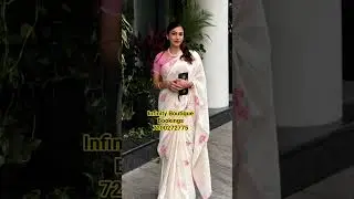 Pastel colour linen saree with beautiful Floral prints
