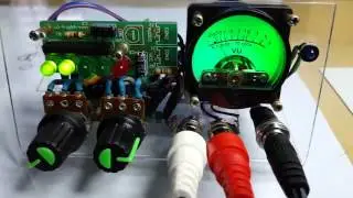 DUAL GREEN PANEL VU + 5 LED VU METER /W PEAK BLUE LED