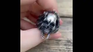 CRACK TREE BARK STERLING SILVER SKULL RING #ring#skull