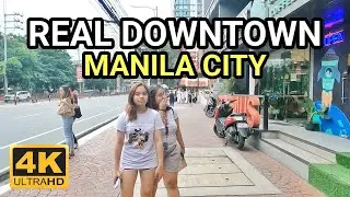 REAL DOWNTOWN MANILA CITY | WALKING STREET BUSY in ESPAÑA BOULEVARD SAMPALOC MANILA PHILIPPINES [4K]