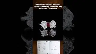 0.73 ct 18K Gold Mozambique Unheated Pigeon's Blood Ruby & Diamond Ring #gemstone #jewelry #ring
