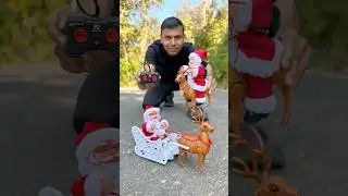 Распаковка подарка: сани Санта-Клауса на радиоуправлении против двух оленей 🤩🎅