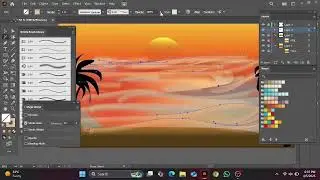 Draw With Me: Sunset Beach Vector Illustration in Adobe Illustrator 🌅🏝️ | Chill Art Session