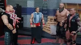 The Shield vs The Wyatt Family backstage brawl match for the tag team championships