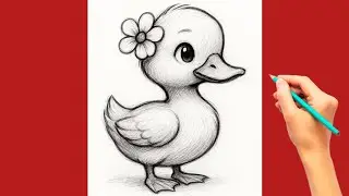 Cute Duck Drawing with Pencil | Easy Step by Step Sketch for Beginners