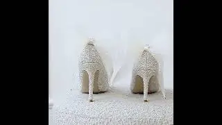 Charming Ivory Bow Sequins Wedding Shoes