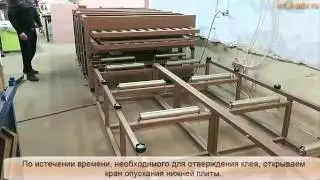 Пресс  П 28-11-Р  для фанеровки пластиком и шпоном. С выкатным столом.