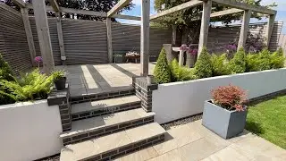 Architectural Garden Planters - Evergreen with bursts of purple