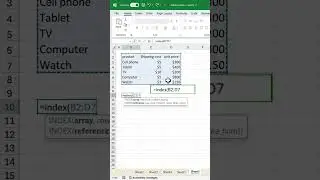 #excelfunctions Use Index to pull a value from a range based on a defined row and column #exceltips