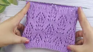 Lace Leaves Stitch | Ajour-Blattmuster stricken | Punto Foglie Traforate| Point de Feuilles Ajour&eacute;es