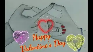 How to draw a love symbol with romantic couple hands easy steps|pencilsketch|Valentine's day special