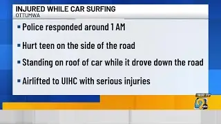 Iowa teenager taken to hospital with severe injuries after &lsquo;car surfing&rsquo; accident