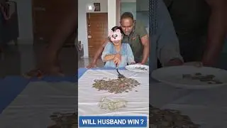 🪙 Blindfold Coin Collection Challenge! 🥄 Husband vs Wife &ndash; Who Will Win? #blindfoldchallenge #funny