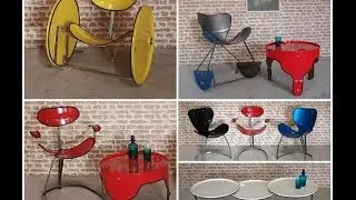 Gallon Steel Drums Upcycled Into Furniture