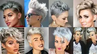 Best Short Gray 🩶 Hairstyles & Haircuts Ideas For Women Over 40 50 60 | Classic Pixie Spiky Haircut