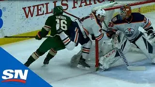 Scary Collision As Jason Zucker Launches Kris Russell Head-First Into Net