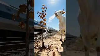 Cow saved the tree | #ai #cartoon #cow #train #story