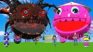 MS PACMAN & NEW RED PACMAN VS TWO YELLOW MONSTER PACMAN FIGHTING IN POKEMON #2026