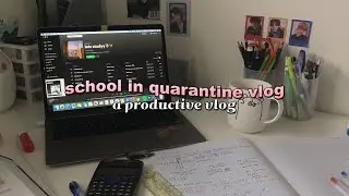 ⌦school in quarantine vlog ; online school, setting up a projector, lots of coffee💻☕️