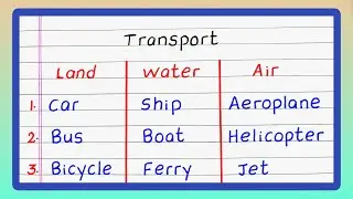 Names of Land Water and Air Transport | Examples of Land Water and Air Transport