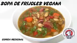 Sopa de porotos, frijoles o abichuelas con verduras