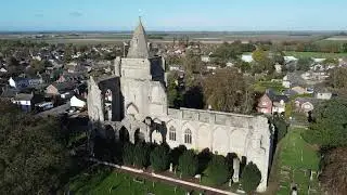 Crowland Abbey & Skyline Aerial view by drone