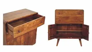 IN3944 - Curved Nordic Charm Cabinet | 100% Solid Mango Wood | Artisan Furniture