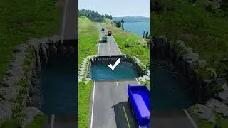Dump truck vs massive water pit #64 | #beamngdrivemods #doublespeedbumps  #carsvswaterpit