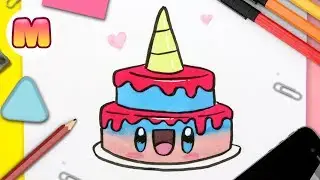 COMO DIBUJAR UNA TORTA O TARTA KAWAII - dibujos kawaii faciles - Aprender a dibujar facil