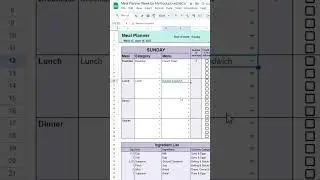 Weekly Meal Planner Spreadsheet Template #spreadsheets #shorts