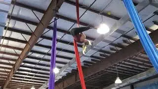 Comet Drop on Aerial Silks (aka Double Pencil Drop)