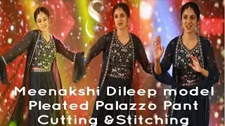 Meenakshi Dileep Model Pleated Palazzo Pant Cutting And Stitching/Pleated Palazzo Pant Stitching