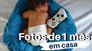 Fotos em casa com bebê | Ensaio fotográfico caseiro de 1 mês | Nicole Nunes