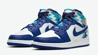 Air Jordan 1 Mid GS Features Geometric Print