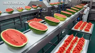 Inside a High-Tech Fresh-Cut Fruit Factory (ASMR): Watermelon Processing Line