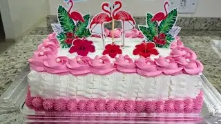 BOLO DE CORTE PARA 20 PESSOAS｜BOLO DE FLAMINGO｜Confeitando com Lucas