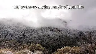 Snowy Mountains in Autumn with a message