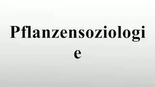 Pflanzensoziologie