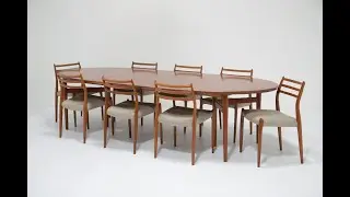Oval Extending 10 seater dining table Model 212 by Arne Vodder for Sibast, 1960s