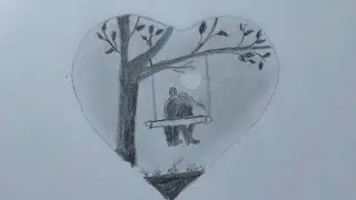 how to draw romantic couple swinging in on tree step by step drawing rose art ghor