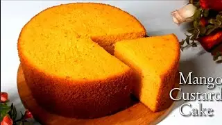 MANGO CUSTARD CAKE.SOFT & SPONGY MANGO CUSTARD CAKE WITHOUT OVEN.