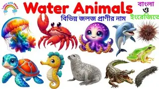 Water Animals|Different Aquatic Animals Names| Learn 20Water Animals in English& Bangla withPictu...