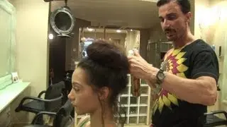 How To Create A Top Knot Bun On Your Own Hair Tutorial, Worn By Katie Holmes and Kelly Osbourne