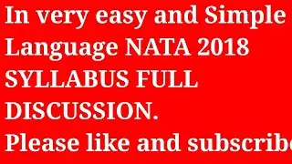 Nata 2018 syllabus