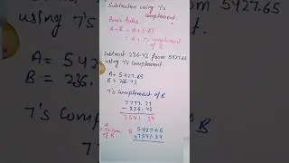 7's complement|subtraction using 7's complement (hindi) #numbersystem #octal #shorts