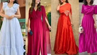 Trending single colour Long frocks designs ✨ plain saree to frock models 💖 longfrock designs