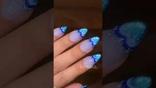 💙🤍 Урок по созданию маникюра &laquo;кошачий глаз&raquo; с синим сердечком в стиле омбре! #ногти #дизайнногтей...