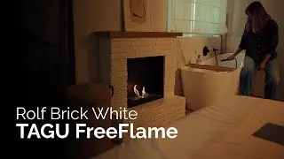 Biosemineu TAGU FreeFlame cu rama alba ultra-realista aspect caramida Rolf Brick White