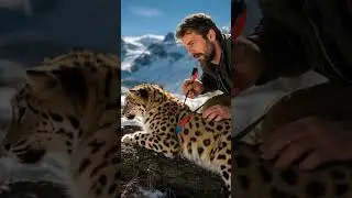 Snow leopard cubs seeking help to their injured mother #rescue #animals#snowleopard #humanity#short