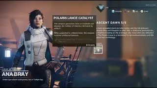 Destiny 2 : Nascent Dawn Quest 5/5 Polaris Lance Catalyst Reward.